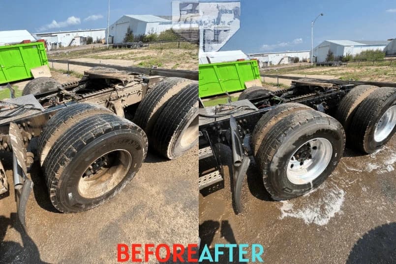 East Cleveland Power Washing team cleaning commercial fleet vehicles in East Cleveland